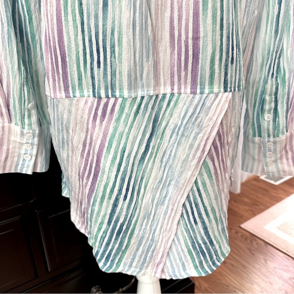 Soft Surroundings Button Front Striped Tunic Long Sleeve Size Small - Picture 10 of 16